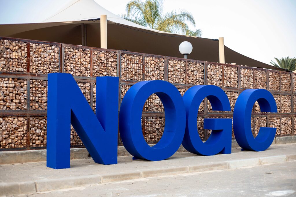 The Namibia Oil and Gas Conference and Exhibition logo on display at a previous edition of the event in Windhoek. Photo: NOGC