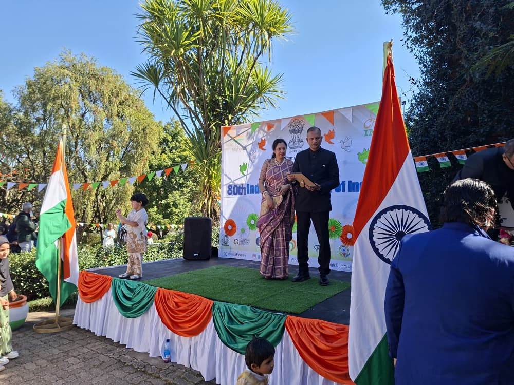 Indian High Commissioner N. Ram Prasad and his wife at India House in Mbabane during the 80th Independence Day celebrations on Saturday, 15 August 2026.