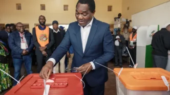Zambian President Hakainde Hichilema casts his ballot at the Kabulonga Boys Secondary School polling station in Lusaka on August 13, 2026 [AFP]