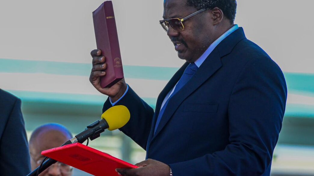 Dr Emmanuel John Nchimbi delivers his remarks after being sworn in as Tanzania’s Vice President.