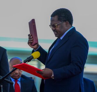 Dr Emmanuel John Nchimbi delivers his remarks after being sworn in as Tanzania’s Vice President.