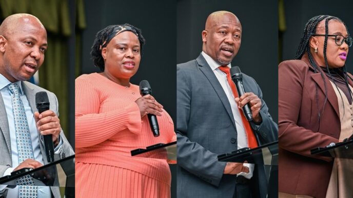 Panelists during the launch of the Lesotho National Single Window at Victory Hall on Monday