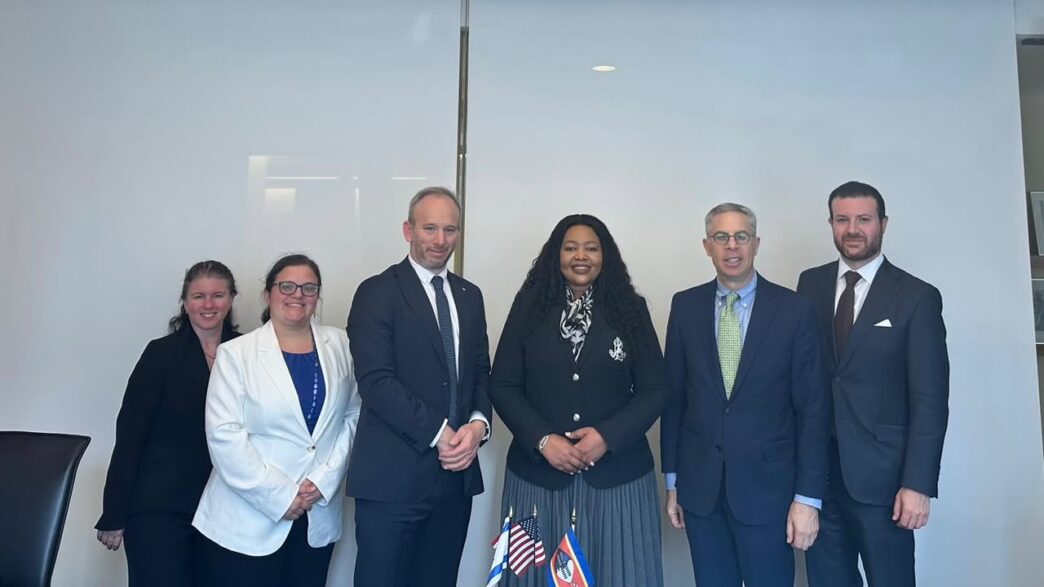 Eswatini Foreign Affairs Minister Senator Pholile Shakantu meets with Congressman Ted Deutch, CEO of the American Jewish Committee, and Robert Lapin, AJC President, during talks aimed at strengthening cooperation and dialogue.