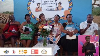 Panelists take part in a Social and Behavioural Change Communication livestream panel discussion during the Khulisa Umtfwana campaign at the 2026 National Reed Dance in Ludzidzini, engaging young people on sexual and reproductive health, HIV prevention and positive social behaviours. Photo: UNFPA Eswatini