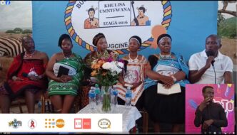 Panelists take part in a Social and Behavioural Change Communication livestream panel discussion during the Khulisa Umtfwana campaign at the 2026 National Reed Dance in Ludzidzini, engaging young people on sexual and reproductive health, HIV prevention and positive social behaviours. Photo: UNFPA Eswatini