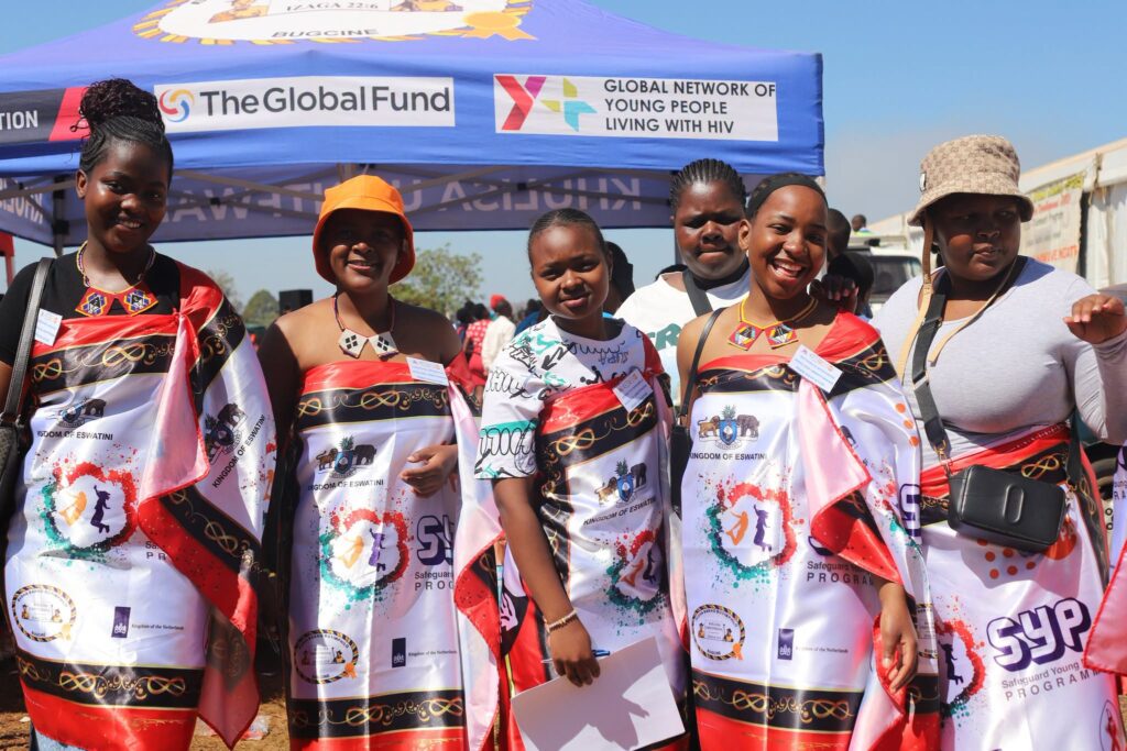 Some of the young girls attending the 2026 National Reed Dance participate in activities linked to the Khulisa Umtfwana Social and Behavioural Change Communication campaign at Ludzidzini. Photo: UNFPA Eswatini