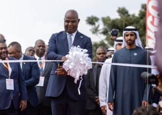 Mozambican President Daniel Chapo addresses delegates during the opening of the 61st Maputo International Fair in Marracuene district on Monday. Photo: AIM.