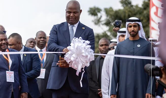 Mozambican President Daniel Chapo addresses delegates during the opening of the 61st Maputo International Fair in Marracuene district on Monday. Photo: AIM.
