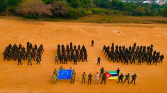 EUMAM MOZ personnel and Mozambican Armed Defence Forces (FADM) officers gather to mark the mission's second anniversary on 1 September 2026. Photo: European Union Military Assistance Mission in Mozambique