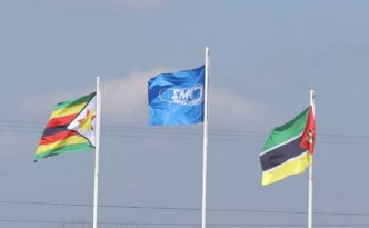 The flags of Mozambique and Zimbabwe fly side by side ahead of the groundbreaking ceremony for the second phase of the Companhia do Pipeline Moçambique Zimbabwe, CPMZ, pipeline expansion in Nhamatanda, Sofala Province. Photo: ZANU PF