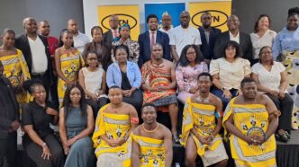 Group photo of young innovators, government officials and stakeholders during the launch of the MTN Eswatini Pachi Panda Challenge 2026 at Happy Valley Hotel.