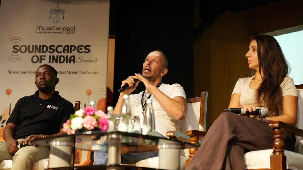 MTN Bushfire Co‑Founding Director Jiggs Thorne speaks on a panel at Soundscapes of India 2026 in New Delhi, joining international delegates to discuss artist mobility, cultural exchange and music collaborations between India and African markets. Photo: MTN Bushfire