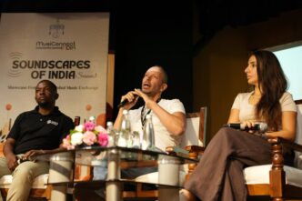 MTN Bushfire Co‑Founding Director Jiggs Thorne speaks on a panel at Soundscapes of India 2026 in New Delhi, joining international delegates to discuss artist mobility, cultural exchange and music collaborations between India and African markets. Photo: MTN Bushfire