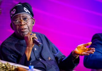 Nigerian President Bola Tinubu addresses the Africa CEO Forum in Kigali