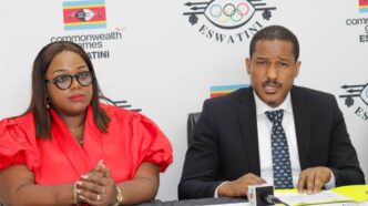 EOCGA Secretary General Maxwell Jele with board members Pearl Muir Dlamini and Sibusiso Matsenjwa during the press conference in Mbabane. Photo: EOCGA