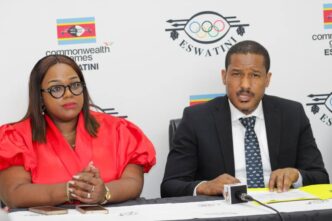 EOCGA Secretary General Maxwell Jele with board members Pearl Muir Dlamini and Sibusiso Matsenjwa during the press conference in Mbabane. Photo: EOCGA