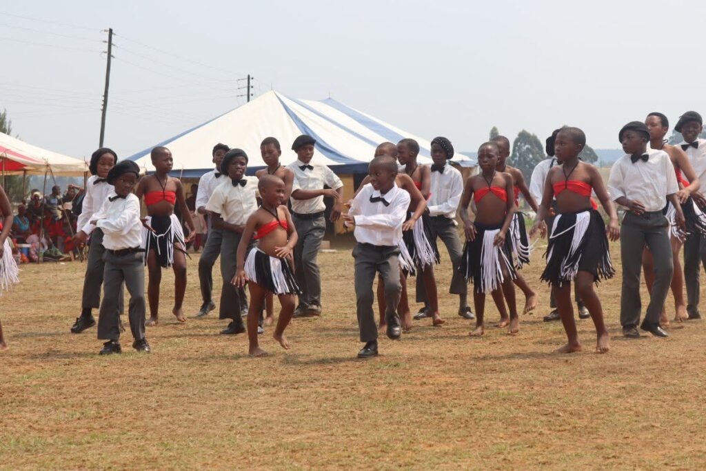Children entertain guests during the handover ceremony in Mahlalini. Photo: World Vision Eswatini