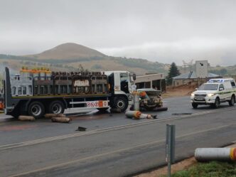 Emergency responders take part in the Road Incident Management System simulation at the Oshoek Border. Photo: Emergency Medical Services 977 Eswatini
