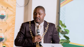 Mbabane Mayor Cllr Thulani Mkhonto engaging with stakeholders during the meeting. Photo: Mbabane City Council