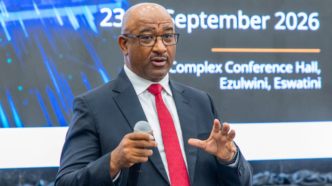 Central Bank Governor Dr Phil Mnisi speaks at Indaba X 2026.