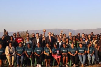 Delegates from UNFPA, the Ministry of Health, United Nations agencies, development partners and regional institutions pose for a group photo during the 2026 Regional Advisory Group field visit in Eswatini. Photo: UNFPA Eswatini.