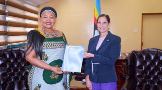 Foreign Affairs Minister Senator Pholile Shakantu receives the credentials of Rosanne Marchesich, the newly appointed FAO Representative in Eswatini, during a ceremony in Mbabane.