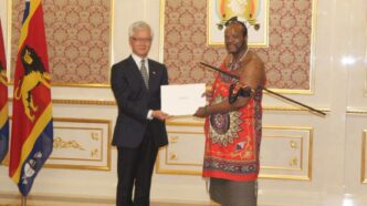 His Majesty King Mswati III receives the letters of credence from Ambassador designate of the Republic of China (Taiwan), H.E Ching Lin Tsuei, at Lozitha Royal Palace.