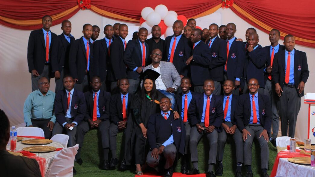 Learners, teachers, school management and guests pose for a group photo during the Vulamasango Correctional Services School Class of 2026 farewell function held at the school hall on Friday.