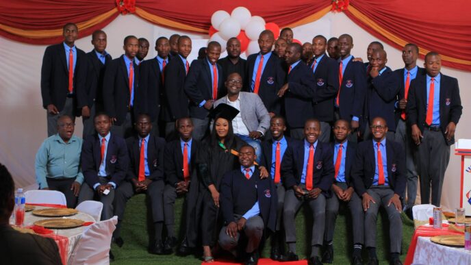 Learners, teachers, school management and guests pose for a group photo during the Vulamasango Correctional Services School Class of 2026 farewell function held at the school hall on Friday.