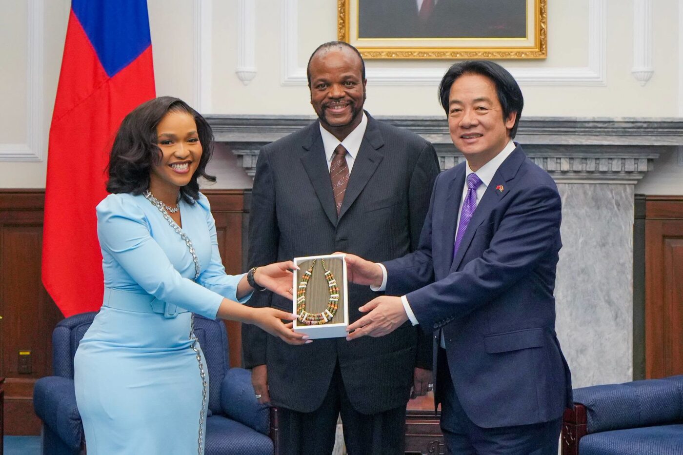 His Majesty King Mswati III and Inkhosikati pose with Taiwan President Lai Ching-te during the King’s official visit to Taiwan