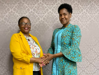 Ms Lindiwe Mbingo, Principal Secretary in the Ministry of Natural Resources and Energy, welcomes newly appointed Under Secretary for Administration, Ms Sindi Precious Tembe, during her official introduction to the ministry.