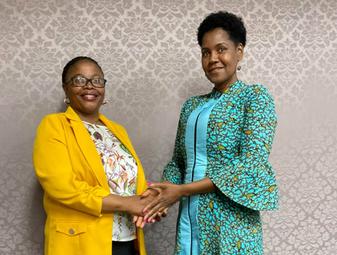 Ms Lindiwe Mbingo, Principal Secretary in the Ministry of Natural Resources and Energy, welcomes newly appointed Under Secretary for Administration, Ms Sindi Precious Tembe, during her official introduction to the ministry.